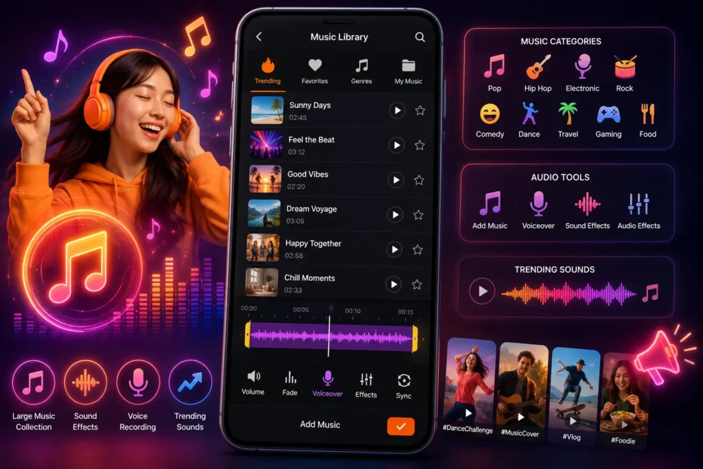 Rich Music Library and Creative Sound Effects